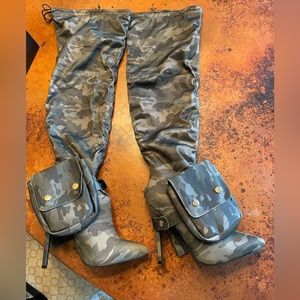 Azalea Wang two pocket camo stiletto boots